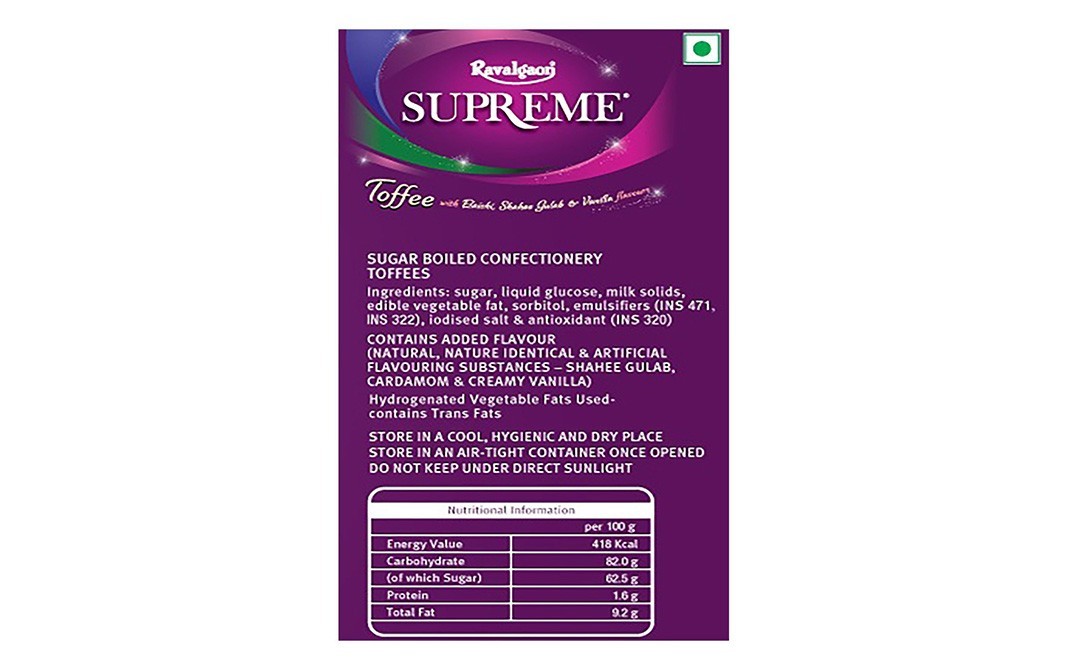 Ravalgaon Supereme Toffee (With Elaichi Shahee Gulab & Vanilla Flavours)   Pack  238 grams